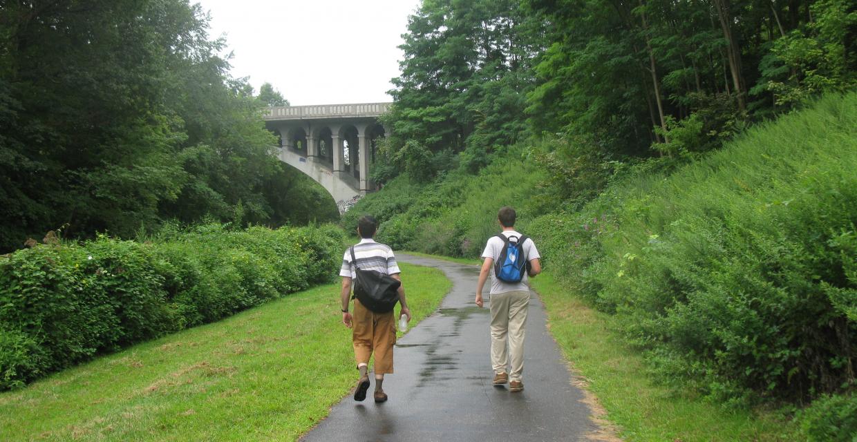 Hikers along the Bronx River Pathway - Photo by Daniel Chazin